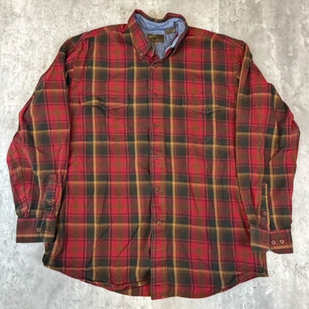 Roper Western Plaid Flannel Button Down Shirt Men's L Red